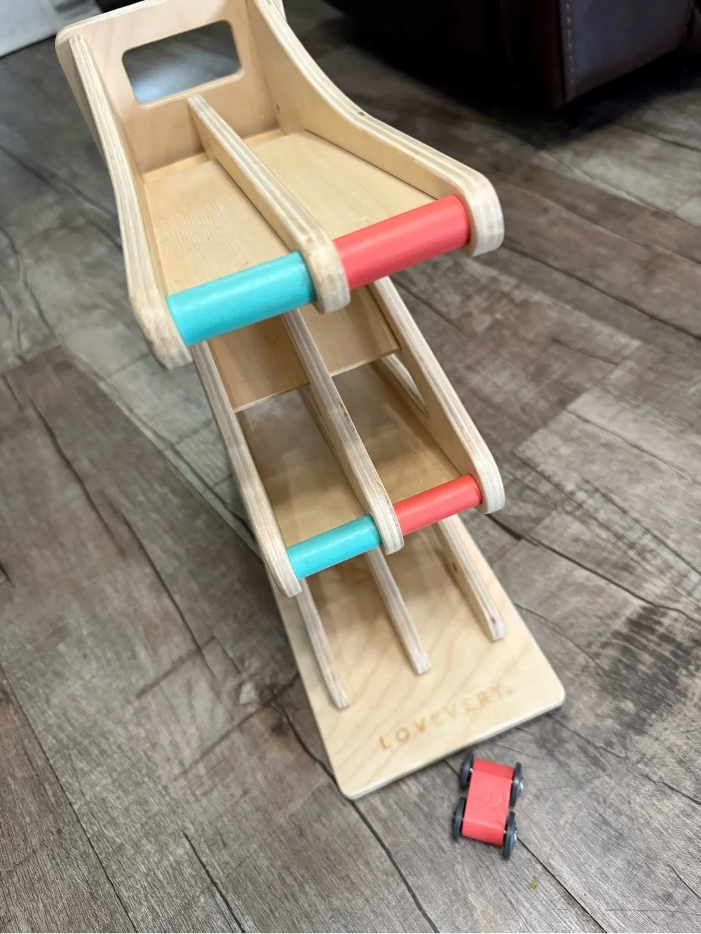 Lovevery Race & Chase Ramp Wooden Car Ramp Toy Montessori Toddler Learning Toy - Picture 2 of 9